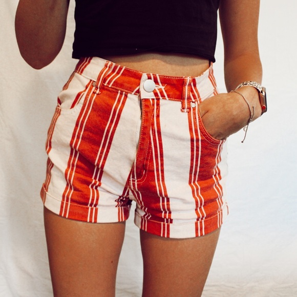 Cotton On Pants - Cotton On Red Striped Shorts Size 4